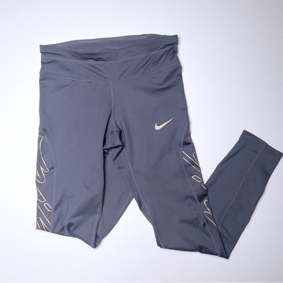 Nike Dri Fit Leggings With Gold Lettering - Picture 1 of 6